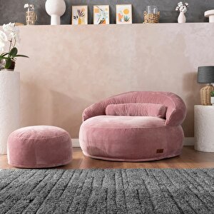 Elissa Yıkanabilir Tek Kişilik Berjer Puf Dinlenme Koltuğu Pembe