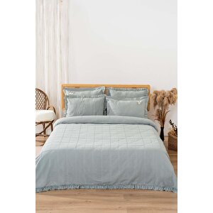 Fiorella Mint Çift Kişilik Çarşaflı Yatak Örtüsü Takımı 6 Parça Uyku Seti