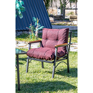 Tarz Model 2+1+1 Bahçe Mobilyası (masa Hedi̇ye) Balkon Takımı Bordo
