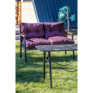 Tarz Model 2+1+1 Bahçe Mobilyası (masa Hedi̇ye) Balkon Takımı Bordo