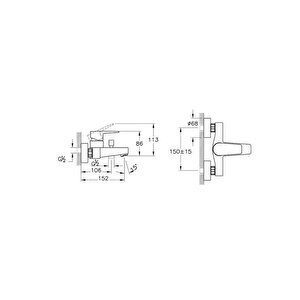 Flow Square Krom Banyo Bataryası A43063
