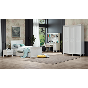 Takım Urlu 12058 Dream İnovasyon Model Beyaz Renk Karyola,komodin,gardrop,çalışma Masa