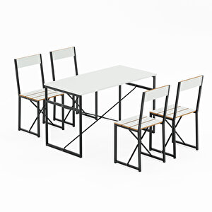 Mutfak Masası Yemek Masası Salon Masası 4 Kişilik 120x60 Masa Beyaz 1535