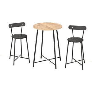 Bar Masası Mutfak Atlantik Çam Döşemeli Bar Sandalyesi Oval 2 Kişilik Yemek Masası 1518