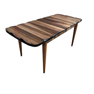 Masa Kütük 19382 Desen Klasik Model Kelebek Açılı Kayın Retro Ayak Parlak Ceviz