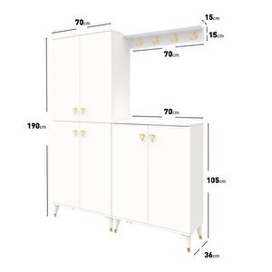 Simple Prt6190 Portmanto Vestiyer Beyaz Gold