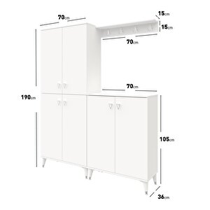 Simple Prt6190 Portmanto Vestiyer Beyaz Gümüş