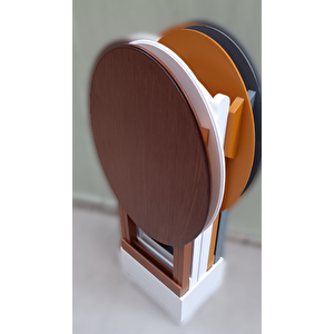 Çanta Zigon 12237 Oval Dörtlü Ahşap Mdf Gri Ceviz Beyaz Hardal Renk Uyum El Yapım