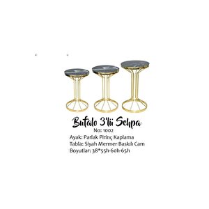 Brc 18536 Bufalo Zigon Model Metal Gold Kaplama Siyah Mermer Temper Cam El Yapım