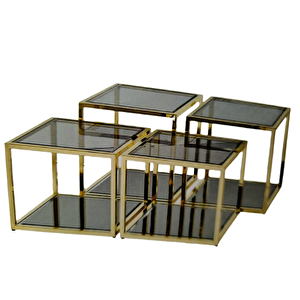 Zigon Orta 19333 Model Kare Metal Gold Kaplama Temper Kırılmaz Cam Füme El Yapım
