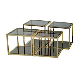 Zigon Orta 19333 Model Kare Metal Gold Kaplama Temper Kırılmaz Cam Füme El Yapım