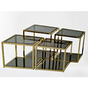 Zigon Orta 19333 Model Kare Metal Gold Kaplama Temper Kırılmaz Cam Füme El Yapım