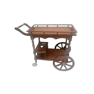 Servis Araba Sehpa 19394 Büyük Teker Model Kayın Natüre Ceviz Boya Yemek Dağıtım