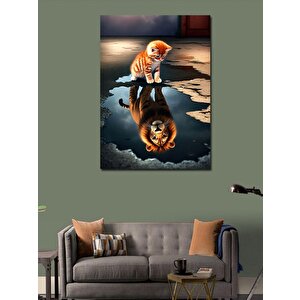 Kanvas Tablo Yavru Kaplan Ve Yansıma 70x100 cm
