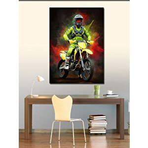 Kanvas Tablo Motosiklet Süren Adam 100x140 cm