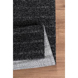 Natura Premium Kalite Kaymaz Tabanlı Doğal Yıkanabilir Kilim Oturma Odası Balkon Bahçe Mutfak Kilim Bk-104 Antrasit 100x300 Cm 100x300 cm