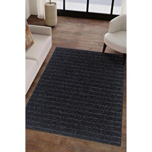 Natura Premium Kalite Kaymaz Tabanlı Doğal Yıkanabilir Kilim Oturma Odası Balkon Bahçe Mutfak Kilim Bk-104 Antrasit 80x200 Cm