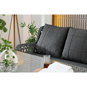 Vilza, 3+1+1 Rattan Bahçe Mobilyası, Antrasit