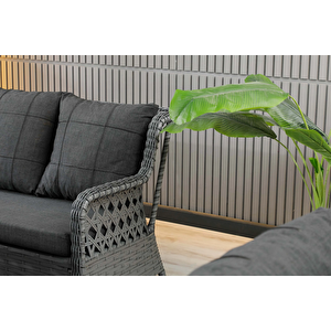 Vilza, 3+1+1 Rattan Bahçe Mobilyası, Antrasit