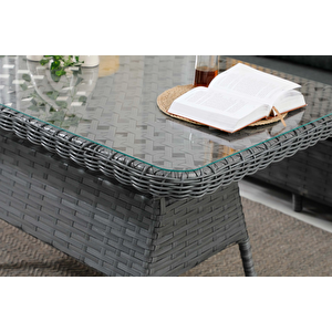 Vilza, 3+1+1 Rattan Bahçe Mobilyası, Antrasit