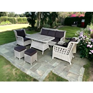 3+1+1 Rattan Bahçe Mobi̇lyasi Masali 2 Puf Hedi̇ye Garanti̇li̇