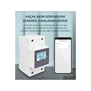 Tomzn Akıllı Kaçak Akım Rölesi ve Voltaj Akım Koruyucu Röle Gerilim 80A Monofaz (10mA-99mA)