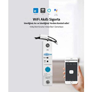 Wifi Akıllı Voltaj ve Akım Koruma Rölesi, Dahili Enerji Ölçer 63A Ewelink Uyumlu - Tek Kutup