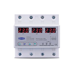 Trifaz Voltaj Koruma Rölesi 63A Yüksek Voltaj Koruyucu Röle 220V 3 Fazlı - Ev Tipi Elektrik Bekçisi