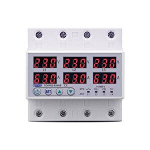 Trifaz Ayrışık Voltaj Ve Akım Koruma Rölesi 100A Gerilim Akım Koruyucu Röle 3 Fazlı - Ev Tipi Elektrik Bekçisi