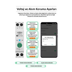Tomzn Akıllı Wifi Voltaj Ve Akım Koruma Rölesi 63A Dahili Enerji Ölçer 63A - Akıllı Sigorta