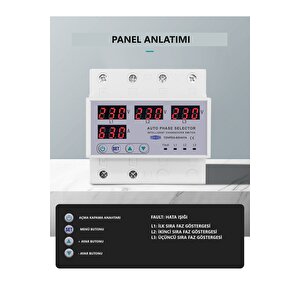 Tomzn Otomatik Faz Seçici ve Yüksek Alçak Voltaj Akım Koruma Rölesi 63A Elektrik Bekçisi