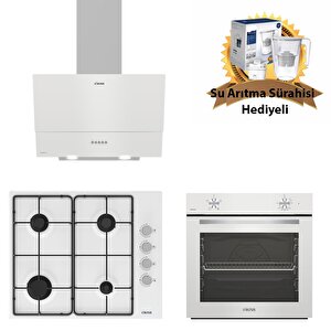 Beyaz Cam Ankastre Set 510 Hw - 310 W Çelik Ocak- 310 Hw (su Arıtma Sürahi Hediyeli)