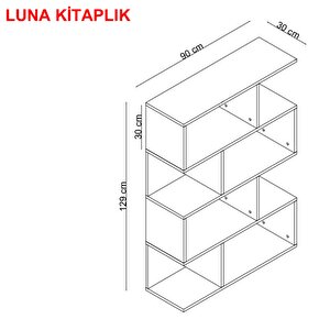 Erc Luna Duvara Montajlı Kitaplık, Raf Safir Meşe