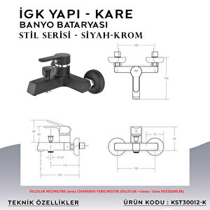 İgk Yapi – Kare Kst30012-k Stil Banyo Bataryası
