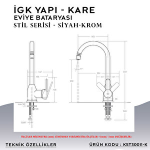 İgk Yapi – Kare Kst30011-k Stil Eviye Bataryası