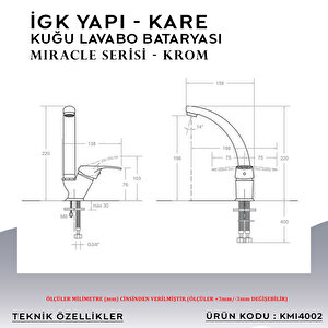 İgk Yapi – Kare Kmi4002 Miracle  Kuğu Lavabo Bataryası