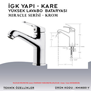 İgk Yapi – Kare Kmi4001-y Miracle Yüksek Lavabo Bataryası
