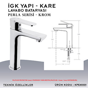 İgk Yapi – Kare Kpe41001 Perla Lavabo Bataryası