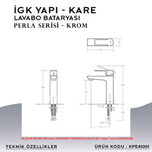 İgk Yapi – Kare Kpe41001 Perla Lavabo Bataryası