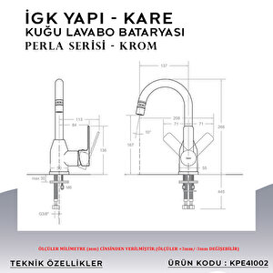 İgk Yapi – Kare Kpe41002 Perla Kuğu Lavabo Bataryası
