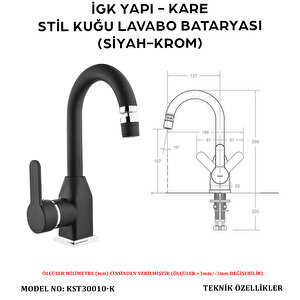 İgk Yapi – Kare Kst30010-k Stil Kuğu Lavabo Bataryası