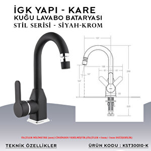 İgk Yapi – Kare Kst30010-k Stil Kuğu Lavabo Bataryası