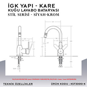 İgk Yapi – Kare Kst30010-k Stil Kuğu Lavabo Bataryası