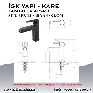 İgk Yapi – Kare Kst30009-k Stil Lavabo Bataryası