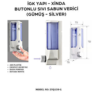 İgk Yapi – Xinda Tekli Butonlu Silver Sıvı Sabun Dispanseri (zyq138-g)