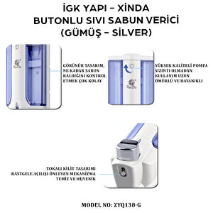 İgk Yapi – Xinda Tekli Butonlu Silver Sıvı Sabun Dispanseri (zyq138-g)