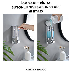 İgk Yapi – Xinda Tekli Butonlu Beyaz Sıvı Sabun Dispanseri (zyq138-b)