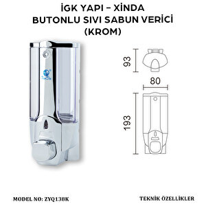 İgk Yapi – Xinda Tekli Butonlu Krom Sıvı Sabun Dispanseri (zyq138-k)