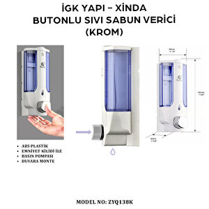 İgk Yapi – Xinda Tekli Butonlu Krom Sıvı Sabun Dispanseri (zyq138-k)