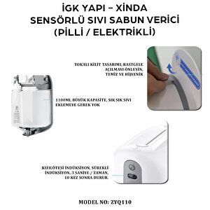 İgk Yapi – Xinda Fotoselli Pilli / Elektrikli Sıvı Sabun Dispanseri 1100ml (zyq110)